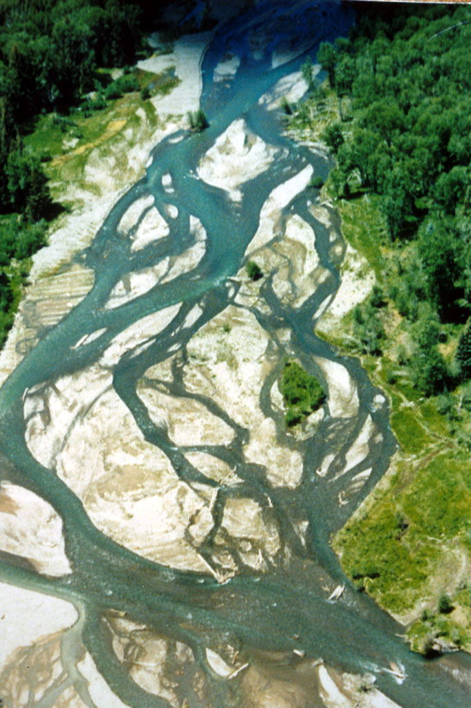 Blanco River prior to restoration showing overwide, braided reach